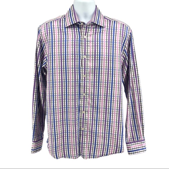 Bugatchi Other - Bugatchi Purple Check Shaped Fit Button Down Shirt